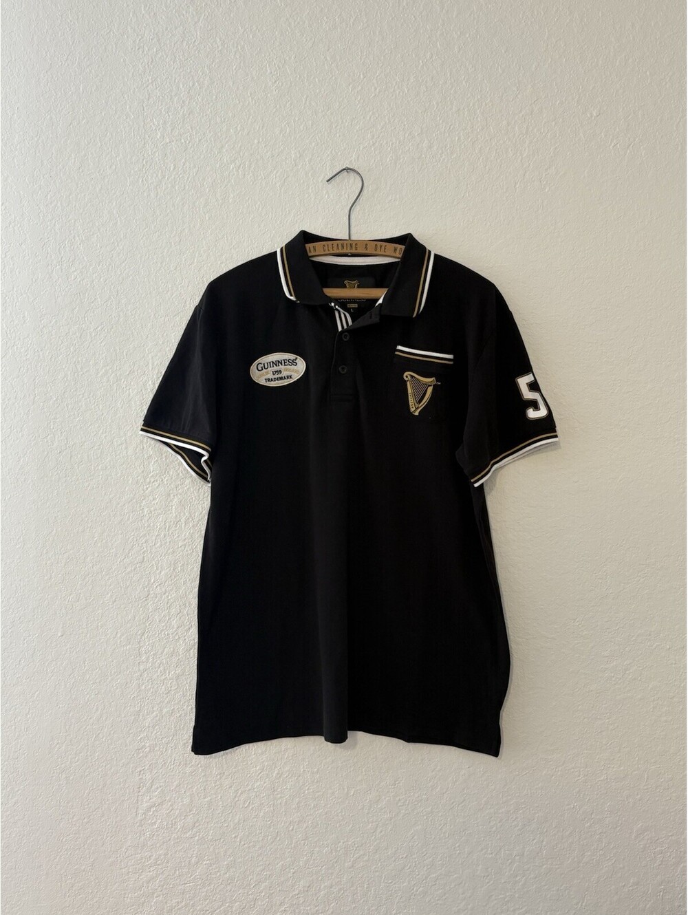 Guinness Polo Shirt Men’s L Black Official Merchandise Dublin Logo Short Sleeve